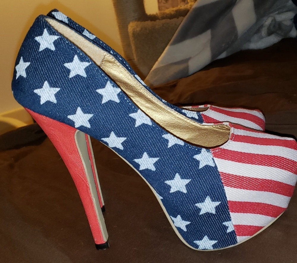 Qianzu American Flag Heels